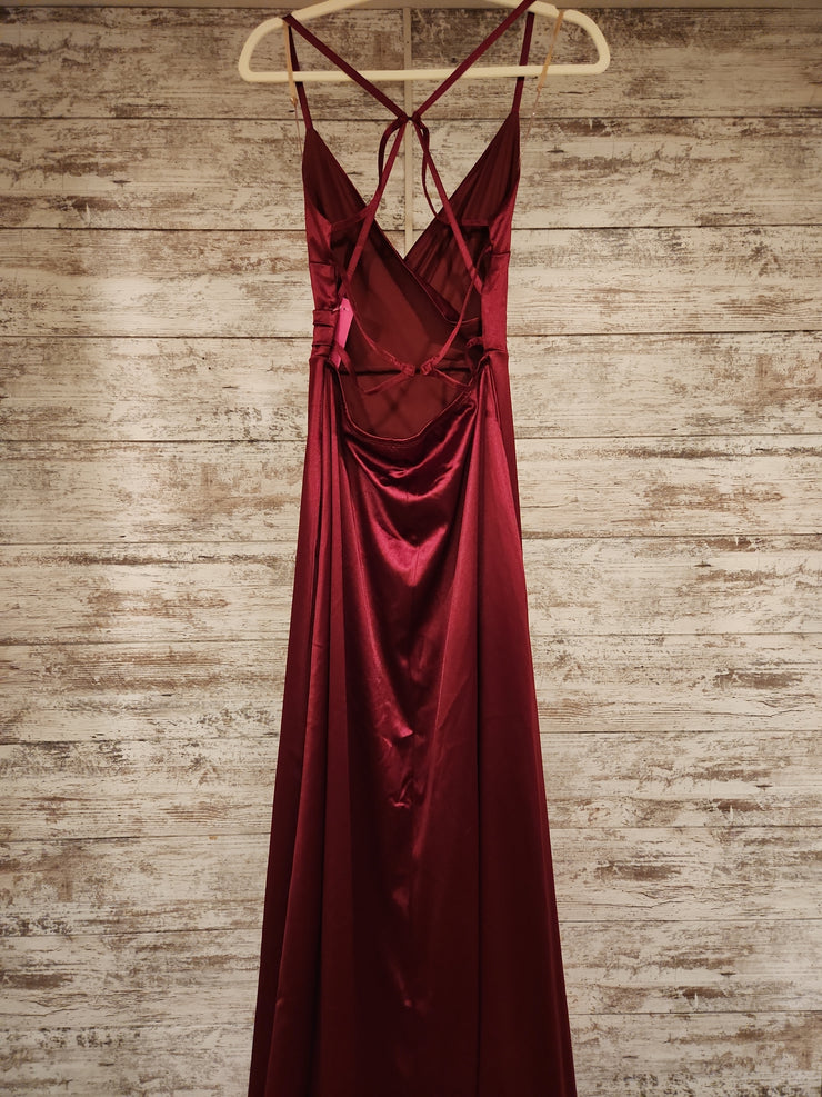 BURGUNDY LONG EVENING GOWN