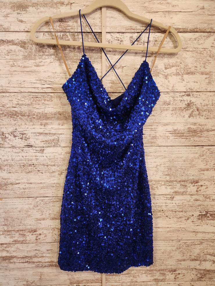 ROYAL BLUE SEQUIN SHORT DRESS