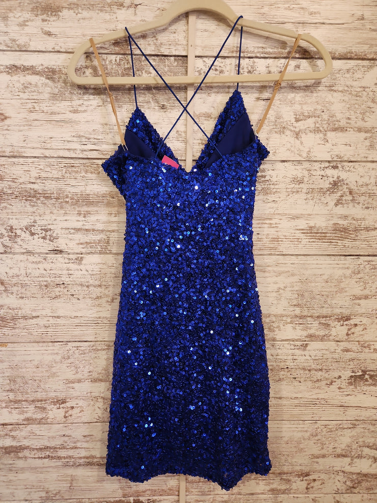 ROYAL BLUE SEQUIN SHORT DRESS