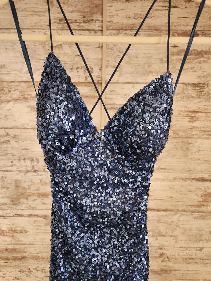 BLUE FULL SEQUIN LONG DRESS