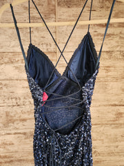 BLUE FULL SEQUIN LONG DRESS