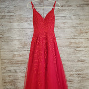 RED/FLORAL A LINE GOWN