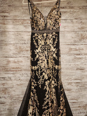 BLACK/GOLD SPARKLY LONG DRESS