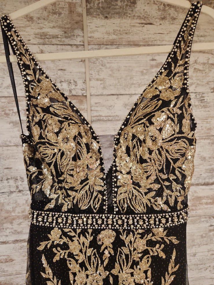 BLACK/GOLD SPARKLY LONG DRESS