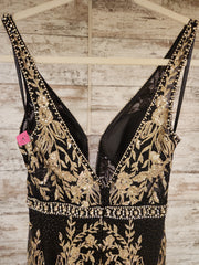 BLACK/GOLD SPARKLY LONG DRESS