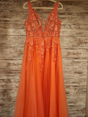 CORAL/FLORAL A-LINE GOWN