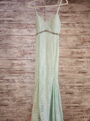 GREEN LACE LONG DRESS