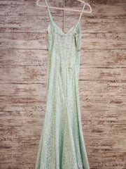 GREEN LACE LONG DRESS