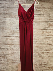 RED VELOUR LONG EVENING GOWN