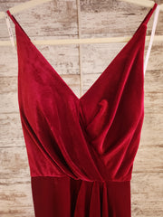 RED VELOUR LONG EVENING GOWN