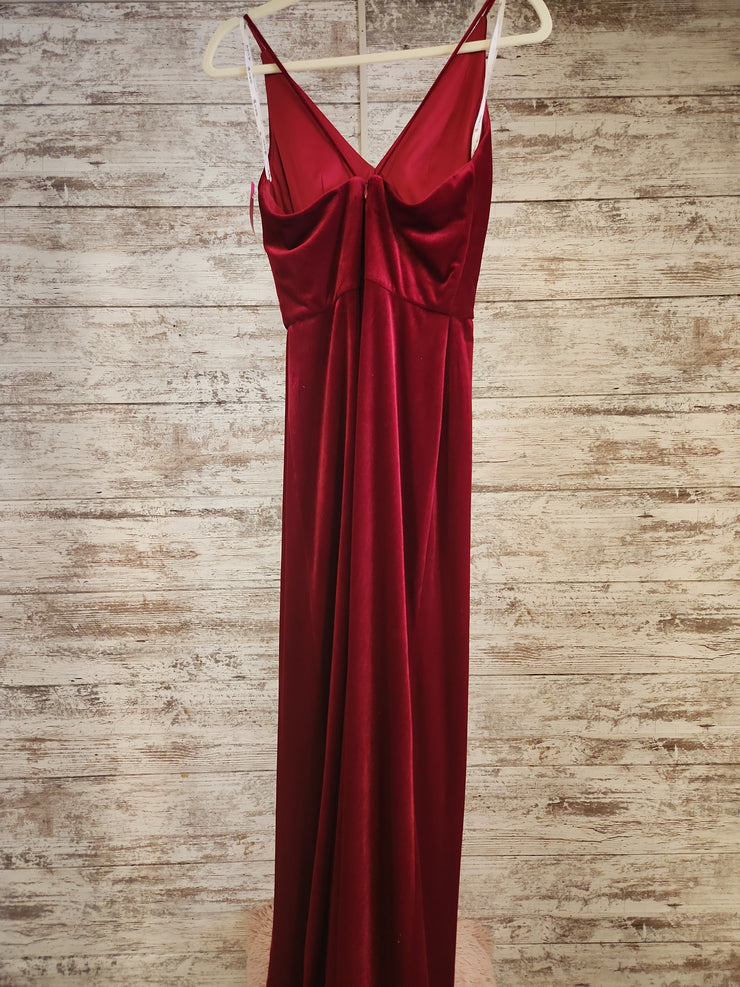 RED VELOUR LONG EVENING GOWN