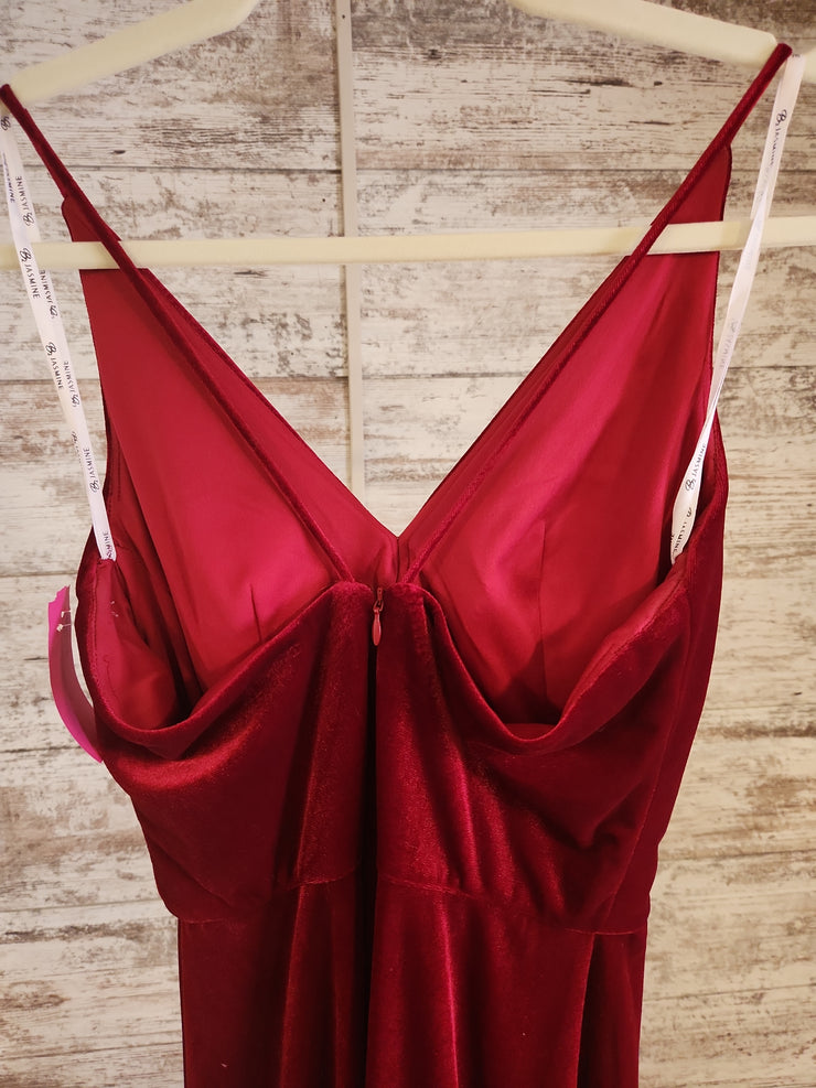 RED VELOUR LONG EVENING GOWN