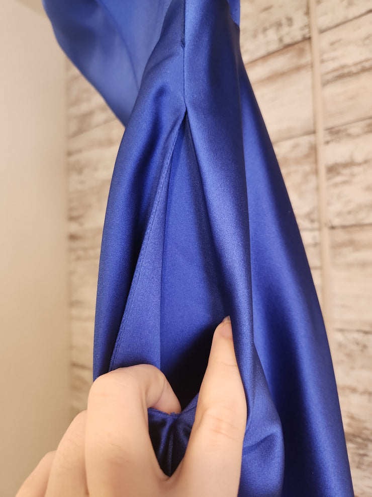 ROYAL BLUE A LINE GOWN