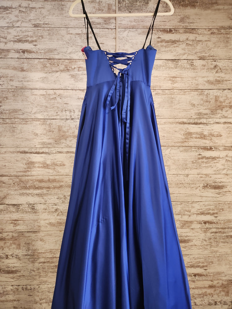 ROYAL BLUE A LINE GOWN