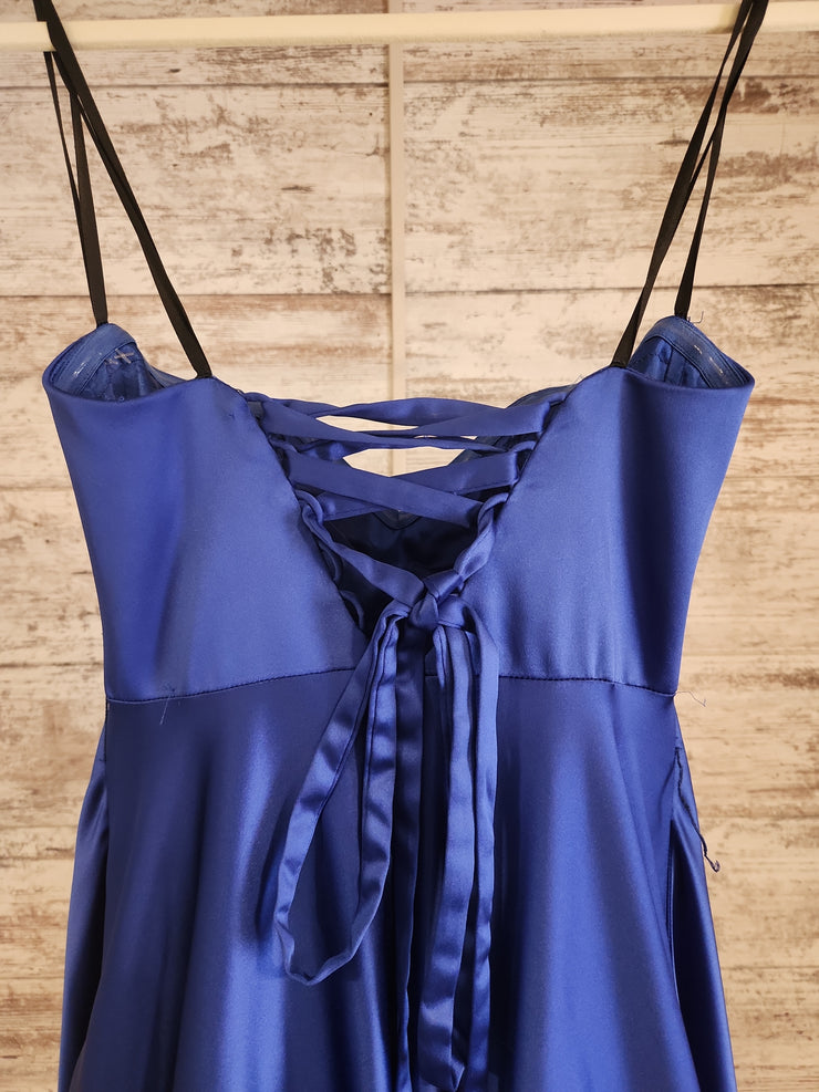 ROYAL BLUE A LINE GOWN