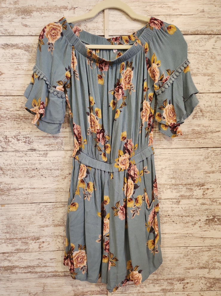 BLUE/FLORAL ROMPER