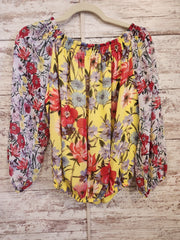 YELLOW/FLORAL LONG SLEEVE TOP