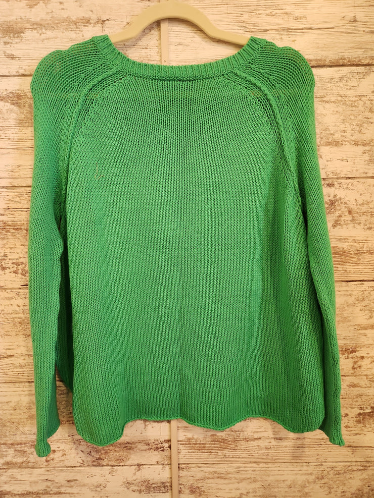 GREEN CROCHET LONG SLEEVE TOP
