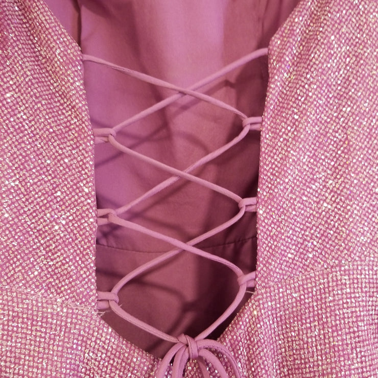 PINK SPARKLY A LINE GOWN