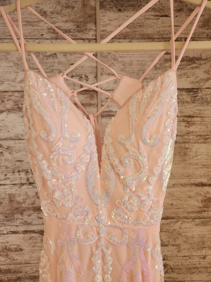 PINK SEQUIN LONG DRESS