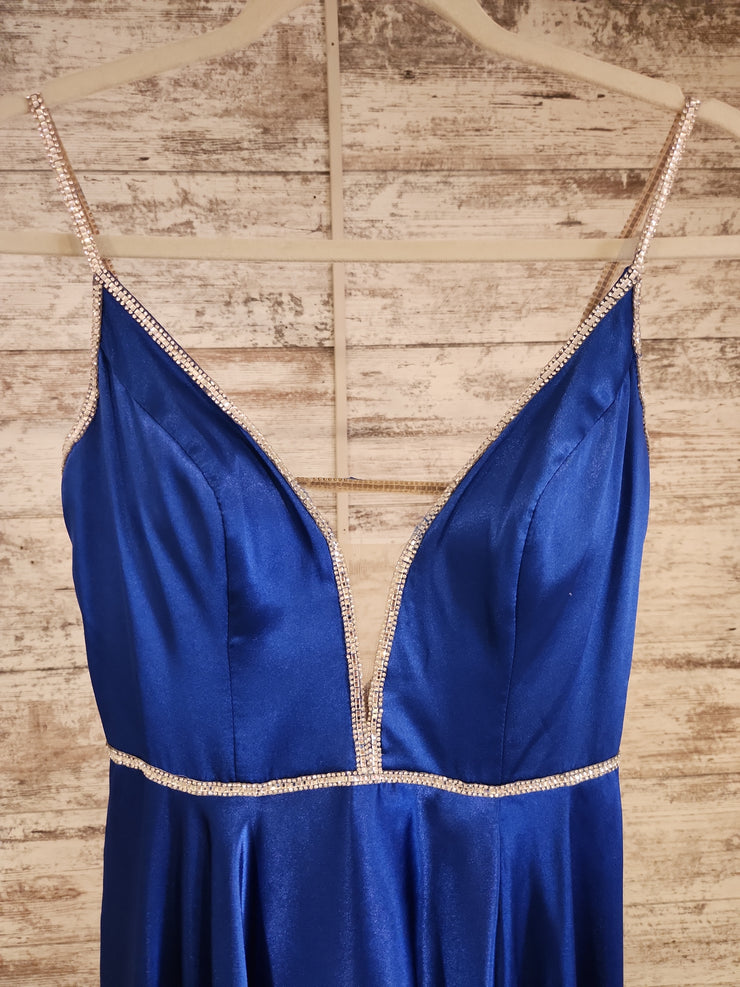 ROYAL BLUE A LINE GOWN