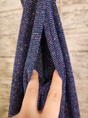 BLUE SPARKLY A LINE GOWN