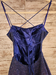 BLUE SPARKLY A LINE GOWN