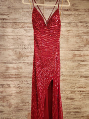 RED SPARKLY LONG EVENING GOWN