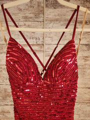 RED SPARKLY LONG EVENING GOWN