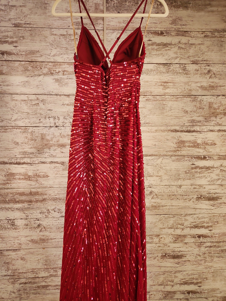 RED SPARKLY LONG EVENING GOWN