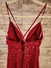 RED SPARKLY LONG EVENING GOWN