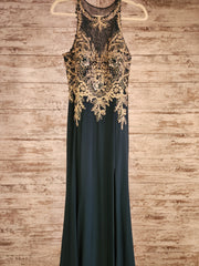 GREEN LONG EVENING GOWN