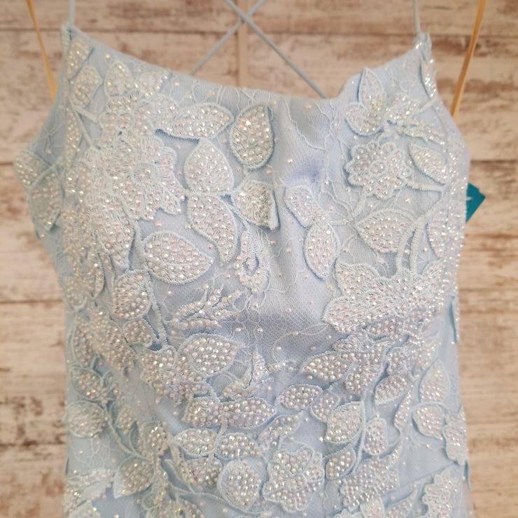 BLUE/FLORAL LONG GOWN $650