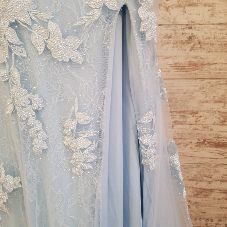 BLUE/FLORAL LONG GOWN $650