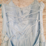 BLUE/FLORAL LONG GOWN $650