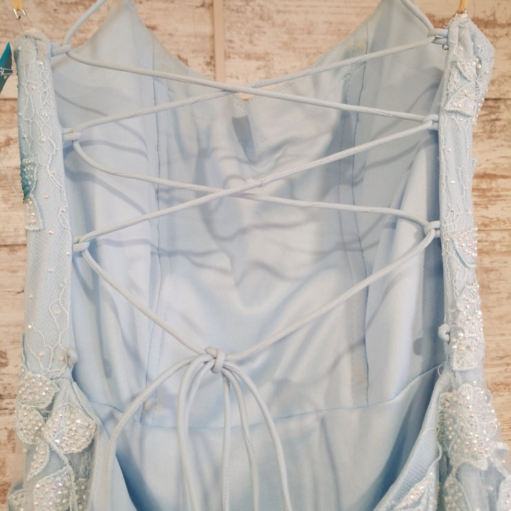 BLUE/FLORAL LONG GOWN $650