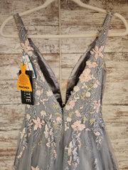 GRAY/FLORAL A LINE GOWN (NEW)
