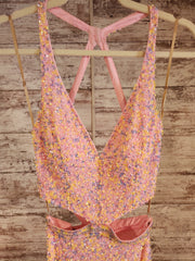 PINK SPARKLY LONG DRESS