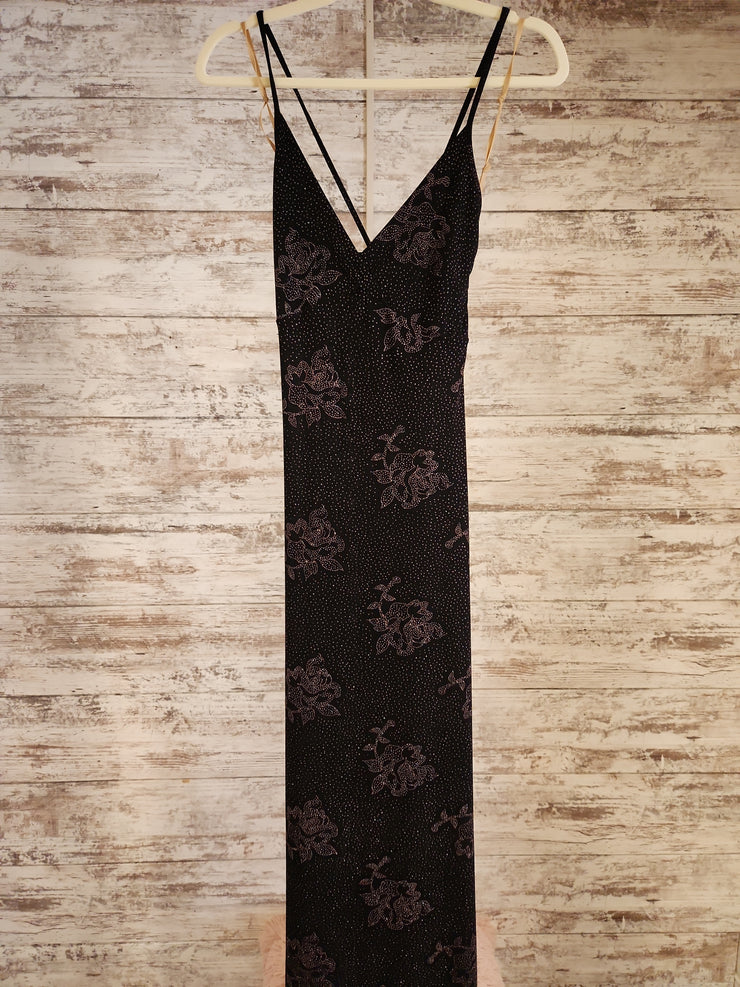 BLACK/GOLD SPARKLY LONG DRESS