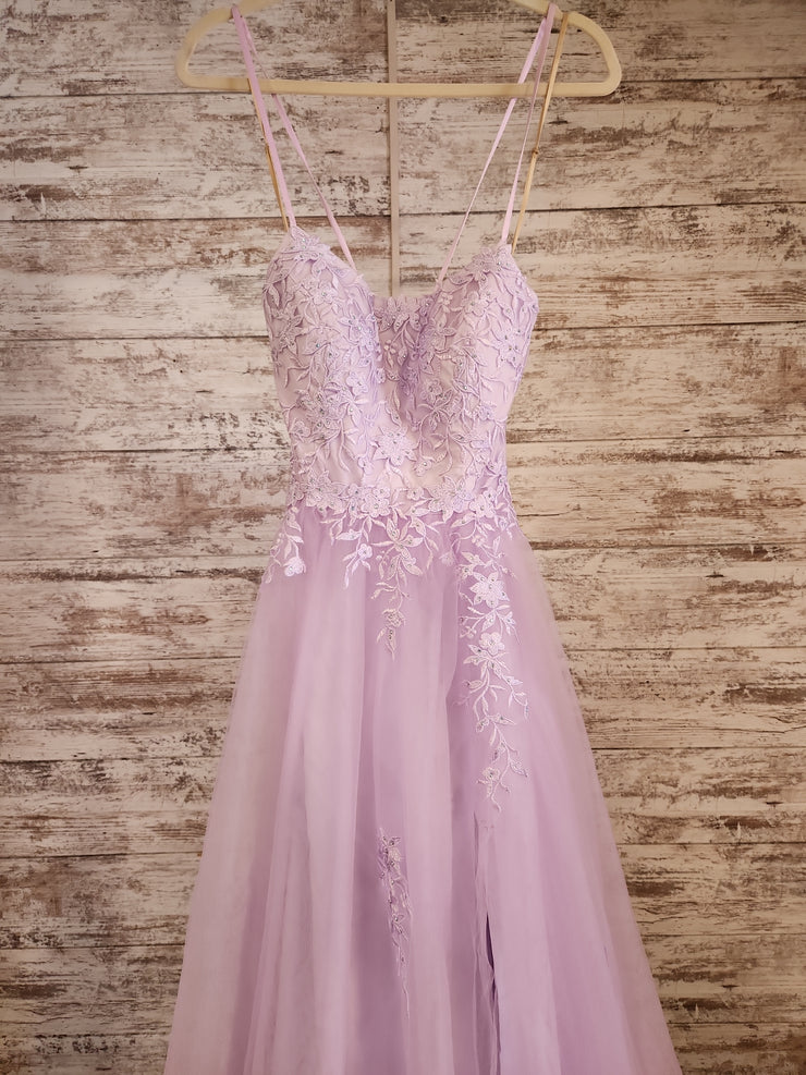 LAVENDER/FLORAL A LINE GOWN