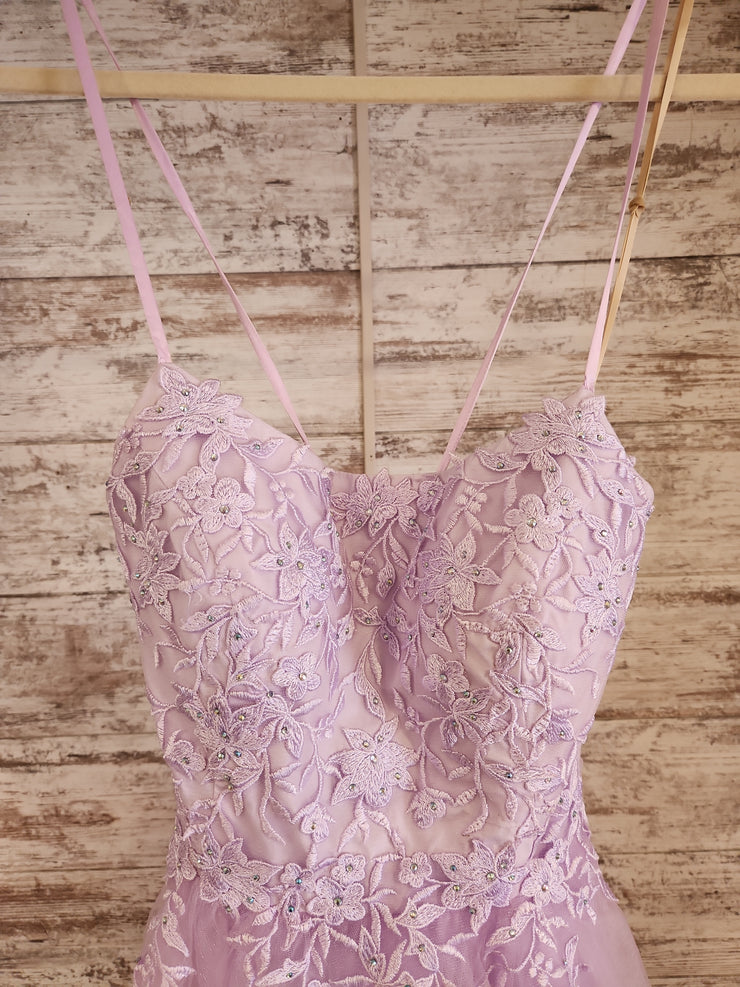 LAVENDER/FLORAL A LINE GOWN