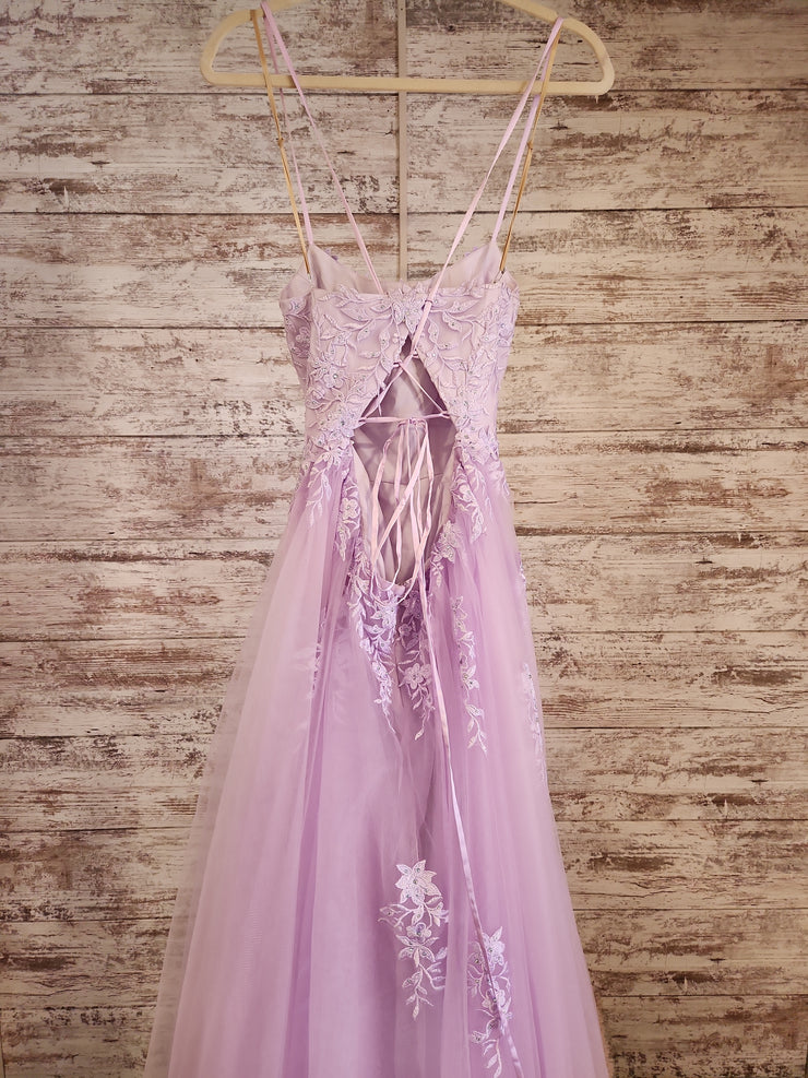 LAVENDER/FLORAL A LINE GOWN