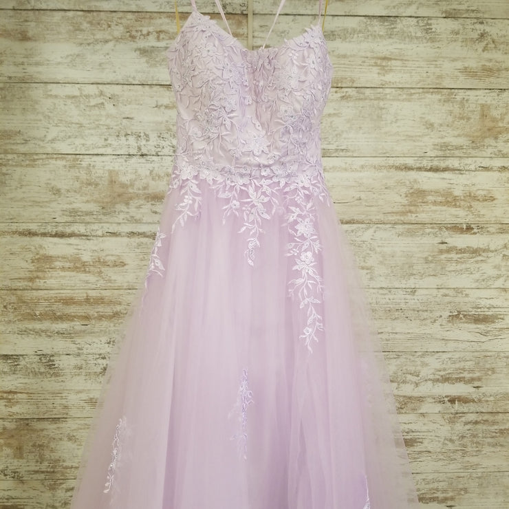 LAVENDER/FLORAL A LINE GOWN