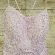 LAVENDER/FLORAL A LINE GOWN