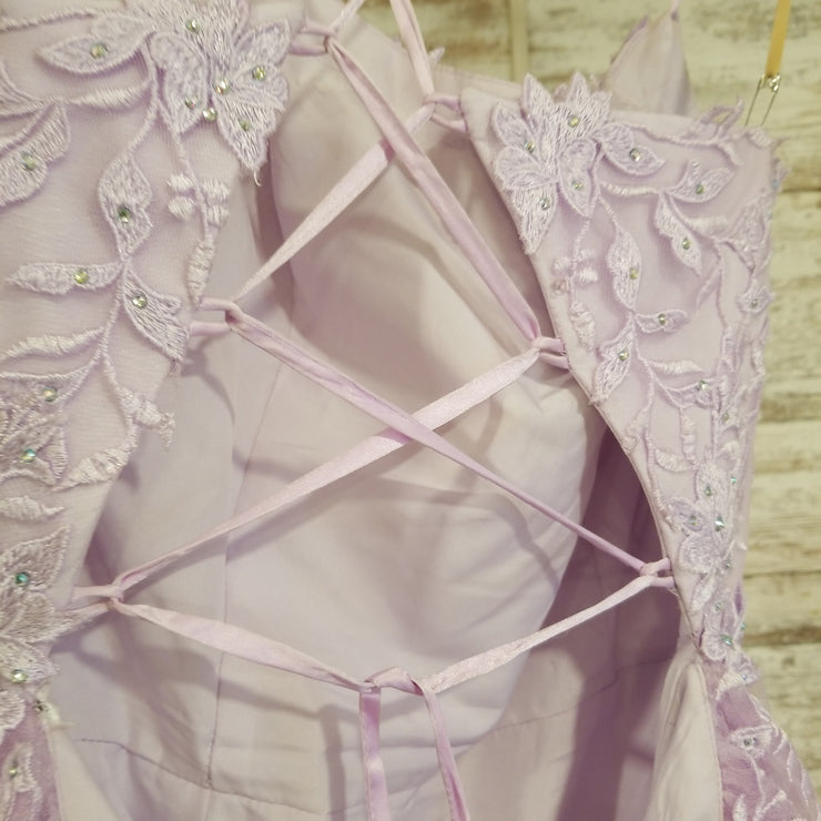 LAVENDER/FLORAL A LINE GOWN