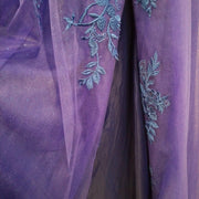 ROYAL BLUE/FLORAL A LINE GOWN