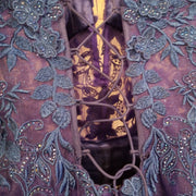 ROYAL BLUE/FLORAL A LINE GOWN