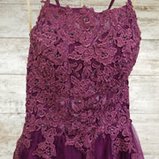 PURPLE/FLORAL A LINE GOWN