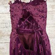 PURPLE/FLORAL A LINE GOWN