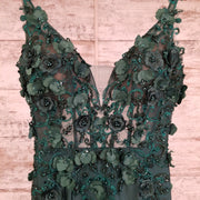 GREEN/FLORAL LONG EVENING GOWN